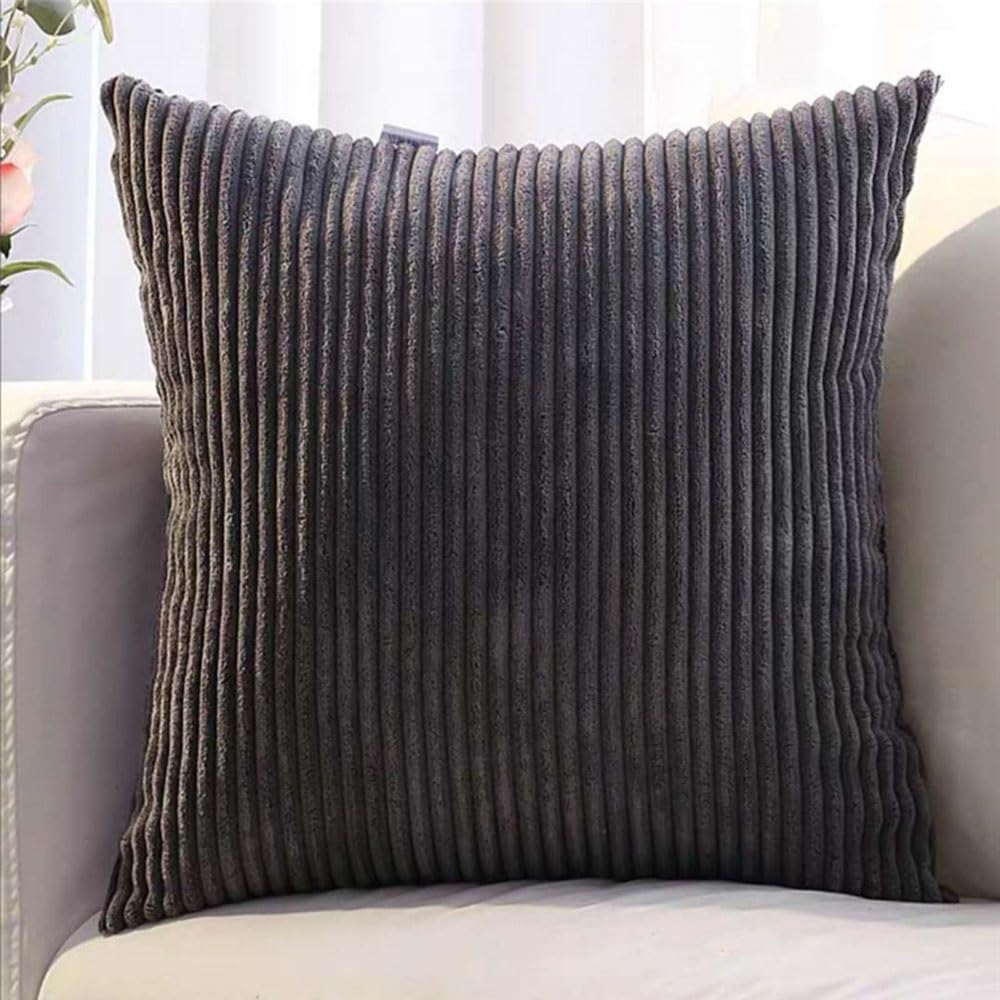 Kussenhoezen Set 2 Stuks Ribfluweel 60x60 Cm - Superzachte Decoratieve Kussenslopen Met Rits
