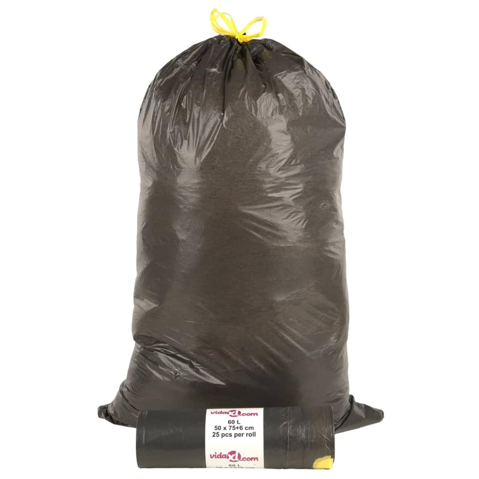 Sacchetti per Cestini con Coulisse 250 pz Neri 60 L,Sacchetti per la Spazzatura,antistrappo,per la Spazzatura Domestica e L'Ufficio