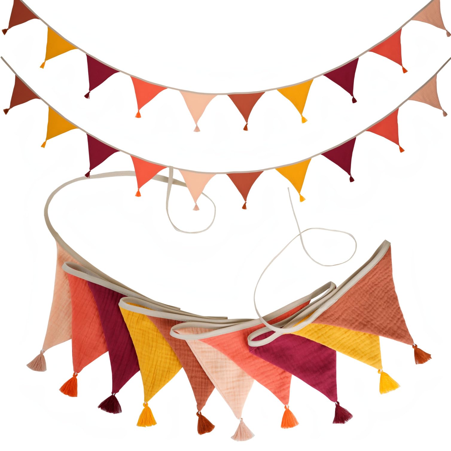 SHIFANQI Fabric Bunting 20Pcs Triangle Bunting Banner, Colorful Cotton Bunting Garland for Baby Shower Nursery Birthday Party Afternoon Tea Garden Wedding Indoor Outdoor