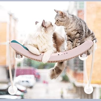 Cat Window Perch Cat Hammock for Window Resting Pet Bed Mounted Cat Hammock Safety Cat Shelves Space Saving Cat Perch with Suction Cup for Indoor Cats Kitten(Pure White)(Lotus Root Pink)