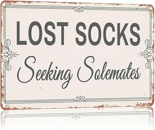 Letrero de metal retro Lost Socks Seeking Solemates, póster de arte de texto, decoración de pared del hogar, para dormitorio, sala de estar, bar,