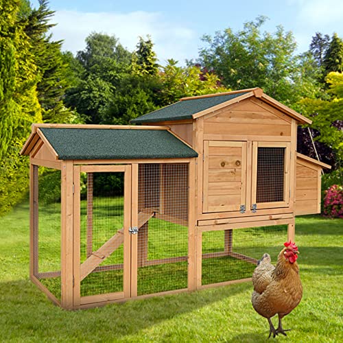 KKVV 66-Zoll-Holz-Geflügelkäfig, großer wasserdichter Kaninchenstall Hühnerstall, Outdoor-Hasenkäfig-Haustierhaus mit…
