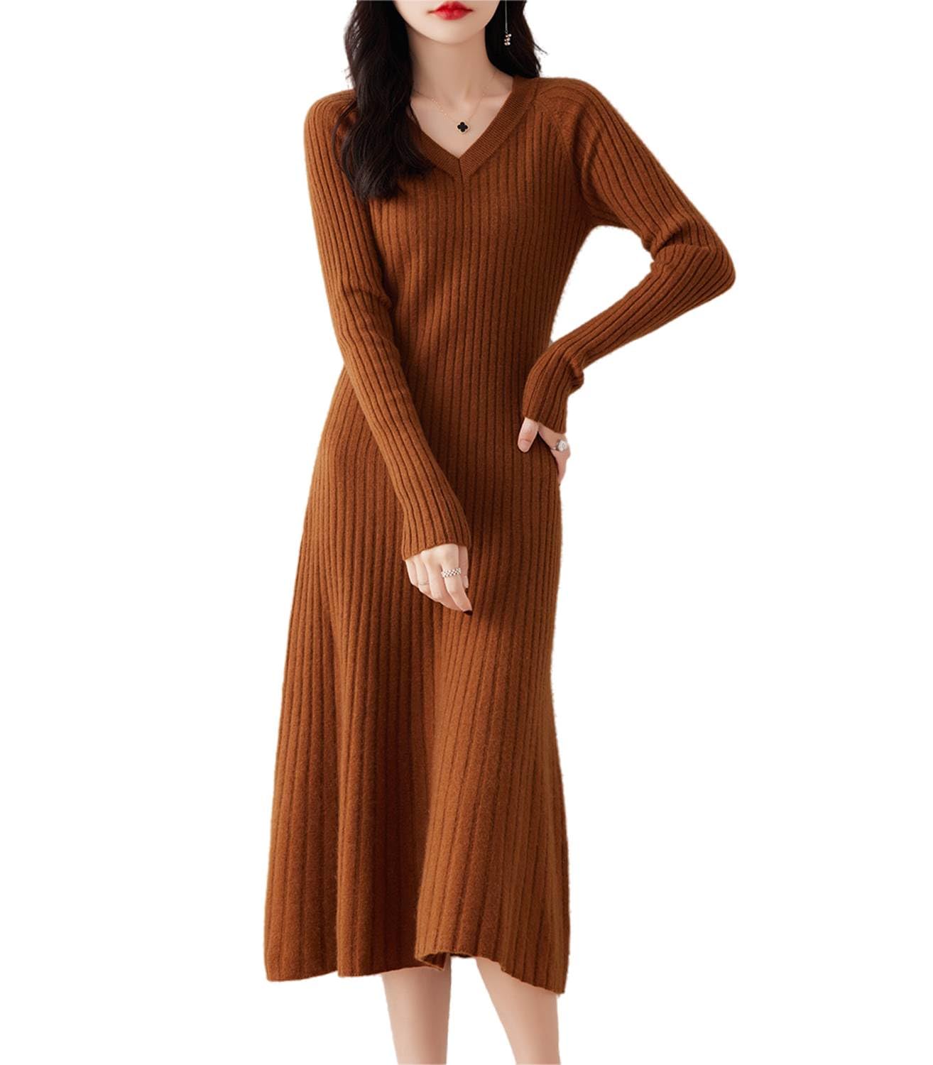 100 Merino Wool Long Sweaters Womens V-Neck Long Sleeved Knitted Pullover Pit Strips Slim Thick Tops