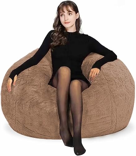 Miniatura 68 de Puf para adultos y niños sin relleno, cómodo y esponjoso, gigante, redondo, funda de puf para sofá perezoso, silla de lectura, silla de piso, 6 Gris