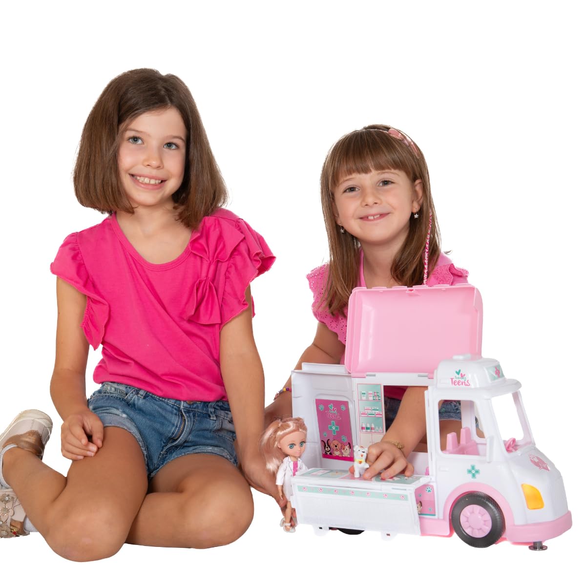 ODS - Trendy Teens, Camioncino Soccorso Animali con Funzioni con Bambolina dimensioni 16 cm e Accessori, Giocattolo per Bambini, Età Consigliata +3