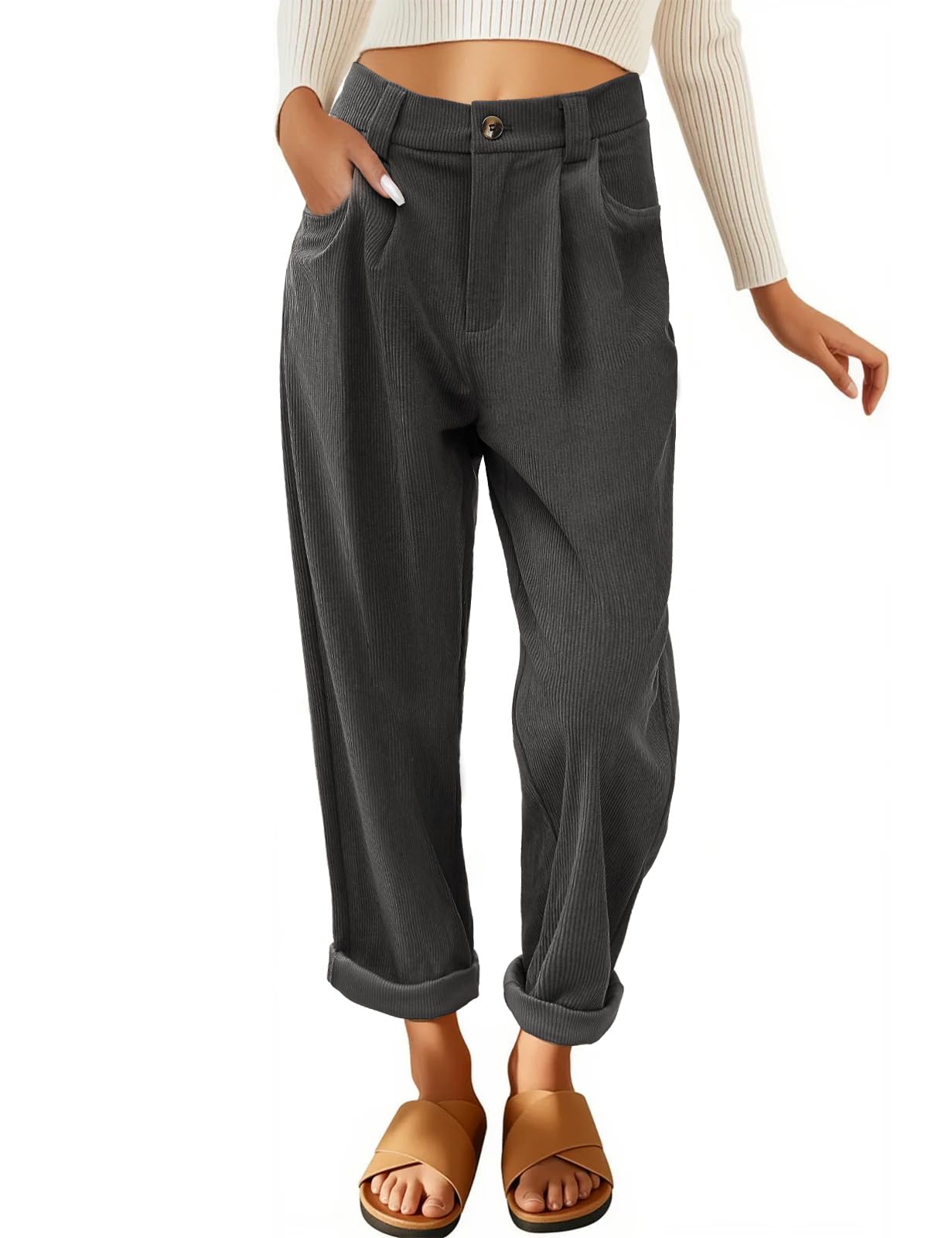 WolweS Jeans da Donna con Buco Rotto, Tendenza, Moda, Elastico in Vita, Larghi, Traspiranti