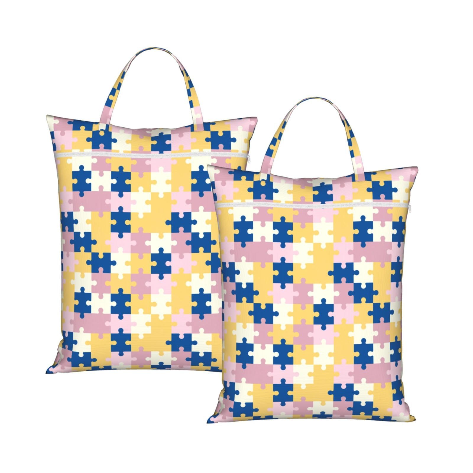 Cyanlit 2Pcs Autism Awareness Month 2 Pcs Large Travel Laundry Bags Waterproof Wet Dry Bag For Travel,Swimming