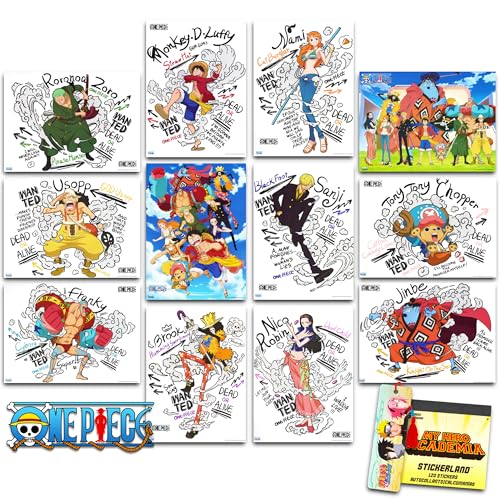 Affiches One Piece par 12 avec Luffy et autocollants pour déco de chambre