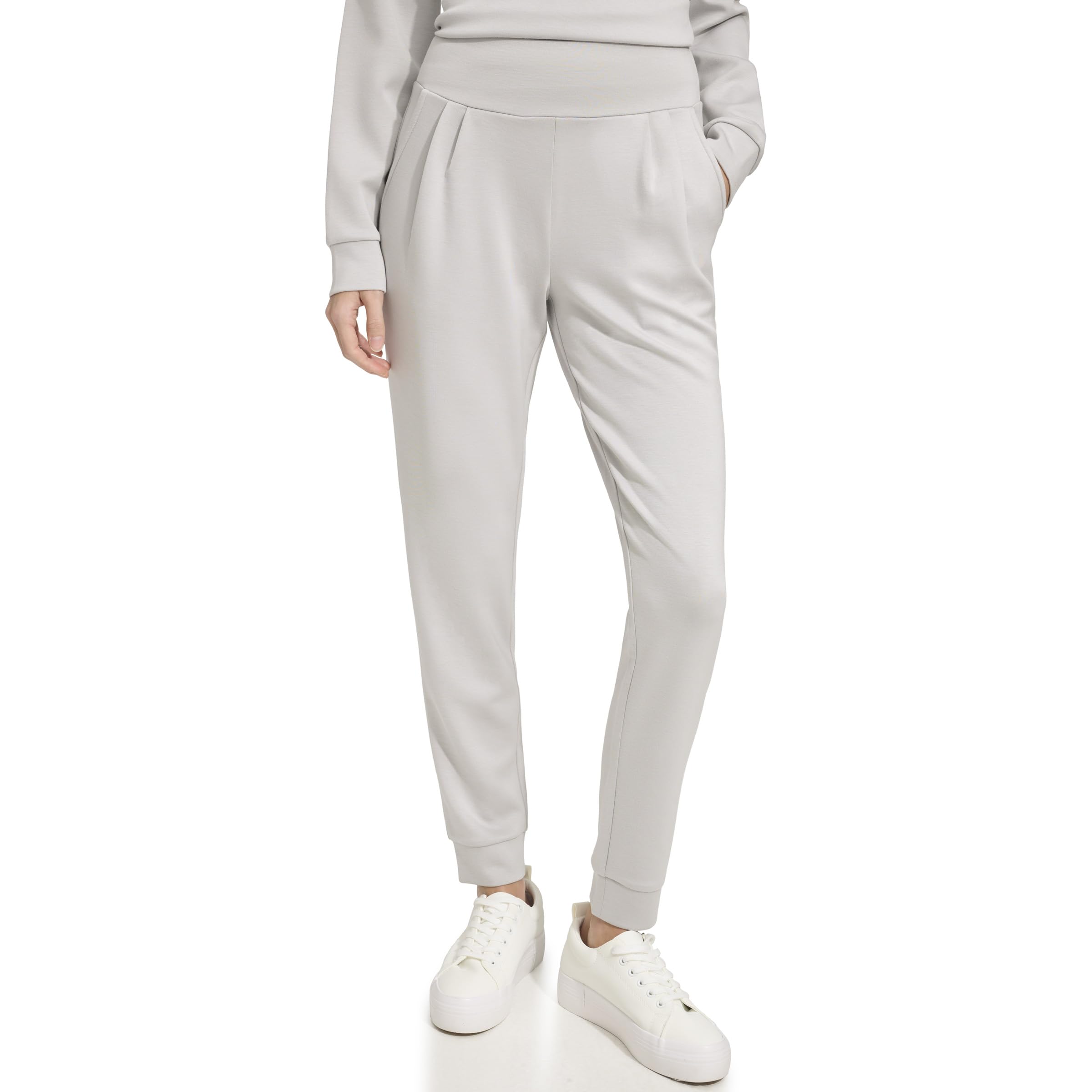 Andrew Marc Womens High Waisted Scuba Pleated Pant