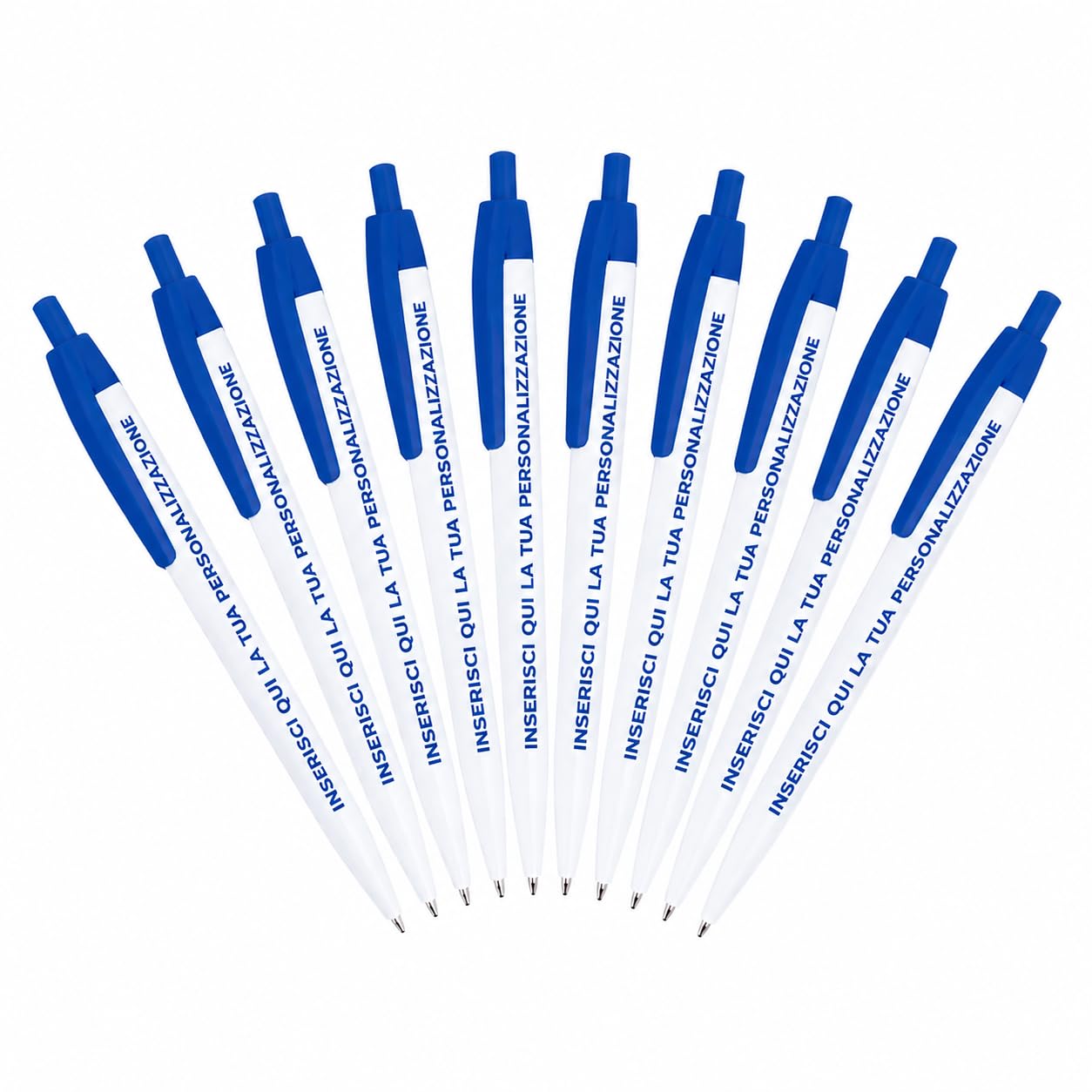 Penna Personalizzata con Logo, Nome o Testo | Penna a Sfera Personalizzabile con Stampa UV a Colori | Gadget Aziendale per Ufficio, Eventi, Fiere, Scuole e Regali Personalizzati (1000, Blu)