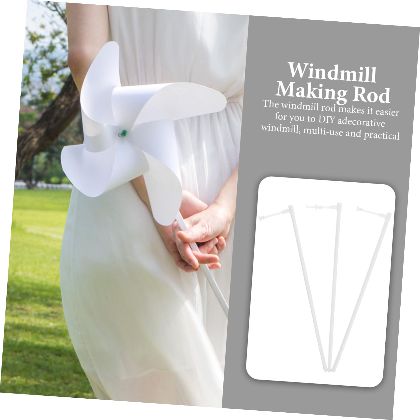 Yardenfun 10pcs Windmill Accessories Pinwheel Supplies Garden Pinwheel Parts Craft Windmill Poles Windmills for Garden DIY Windmill Sticks Windmill Rods Replacement Rod Solid PVC White
