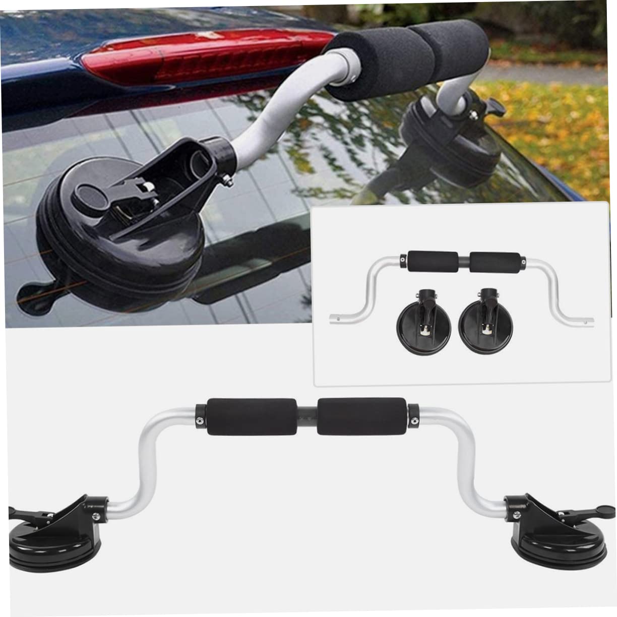 Toyvian Rodillo para Kayak y Canoa de Aleación de Aluminio con Ventosa, Soporte Resistente con Espuma Protectora y Capacidad Máxima de 40kg para Techo de Coche