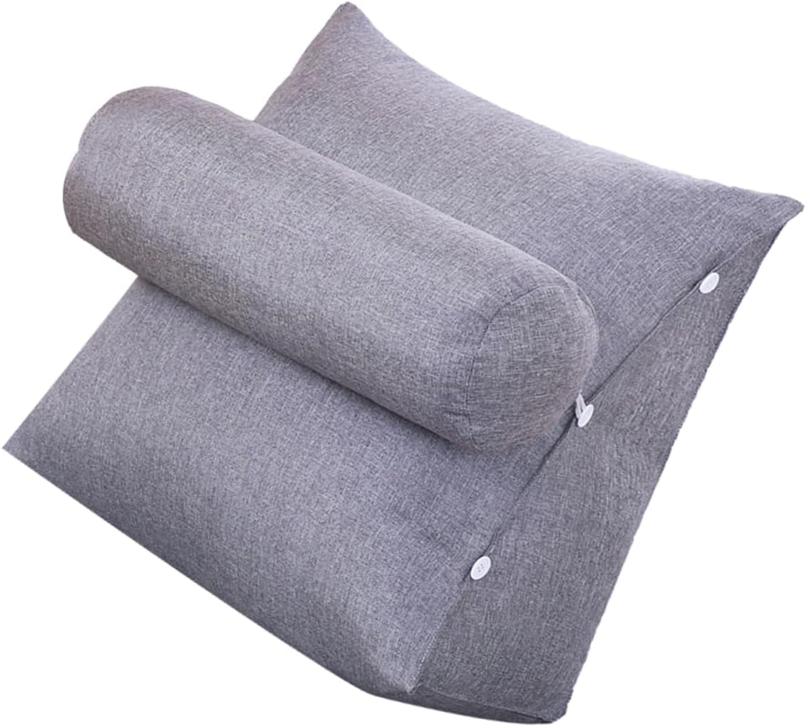 Bed Triangle Cushion Armrest Ergonomic Waist Rest and Neck Support Pillow for Reading Home and Car Dark Grey