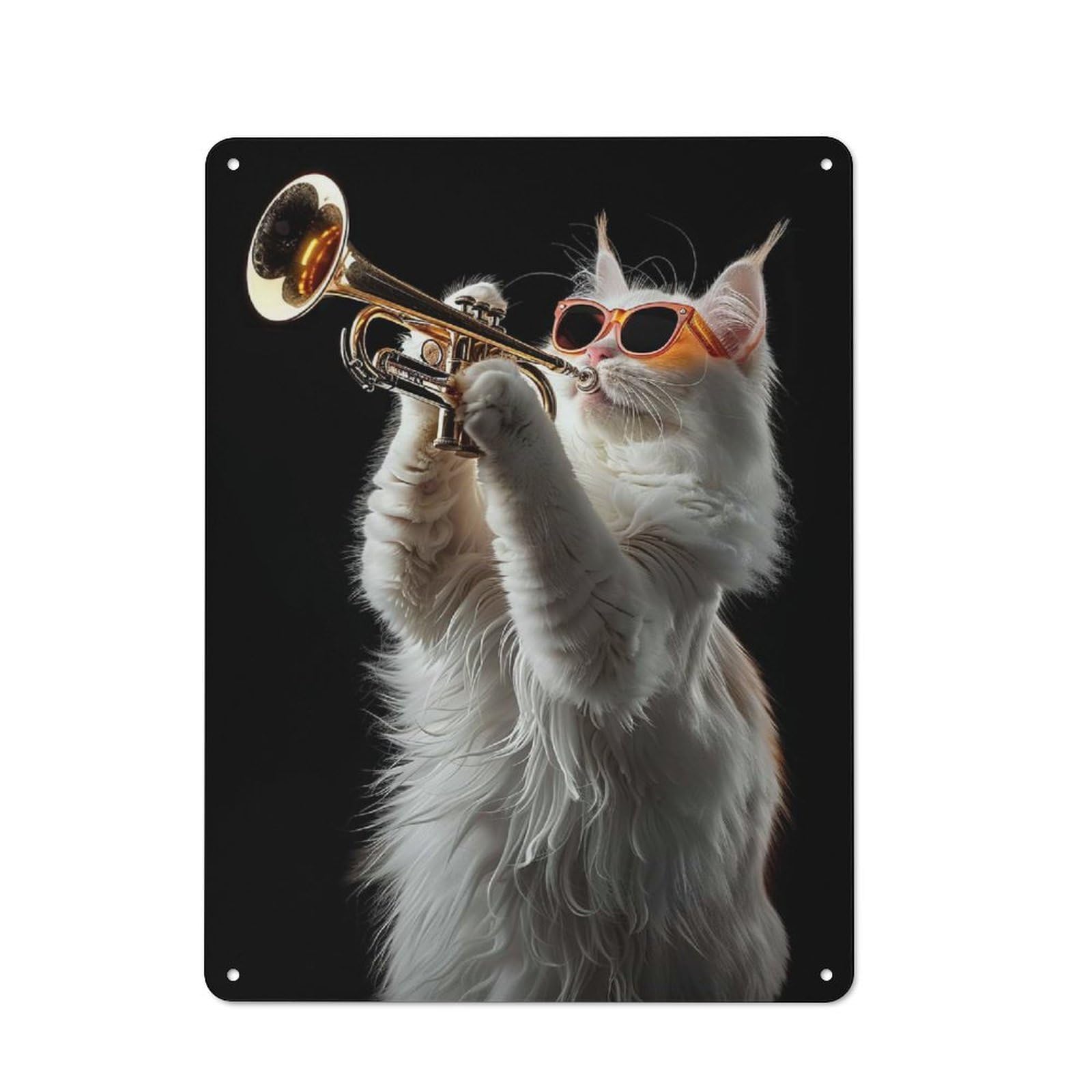 40x30cm Rustic Metal Sign with Turkish Angora Trumpet for Home Office Or Studio, Gift for Studio Owners during The Christmas Season