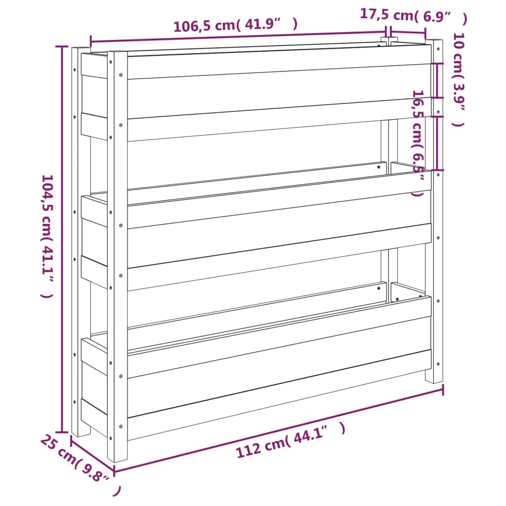vidaXL Jardinera de Madera Maciza de Pino marrón Miel 112x25x104,5 cm