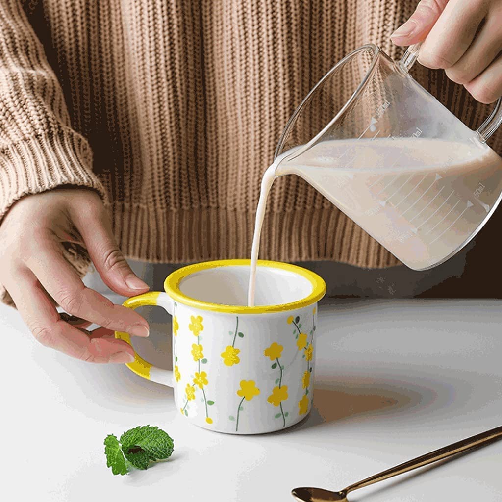 Habiba Becher Trinken 273ML Kaffeebecher, multifunktionaler Becher für Tee, heiße oder kalte Getränke, Emaille-Keramik-Kaffeetasse, Wiederverwendbare Getränketasse Exquisit