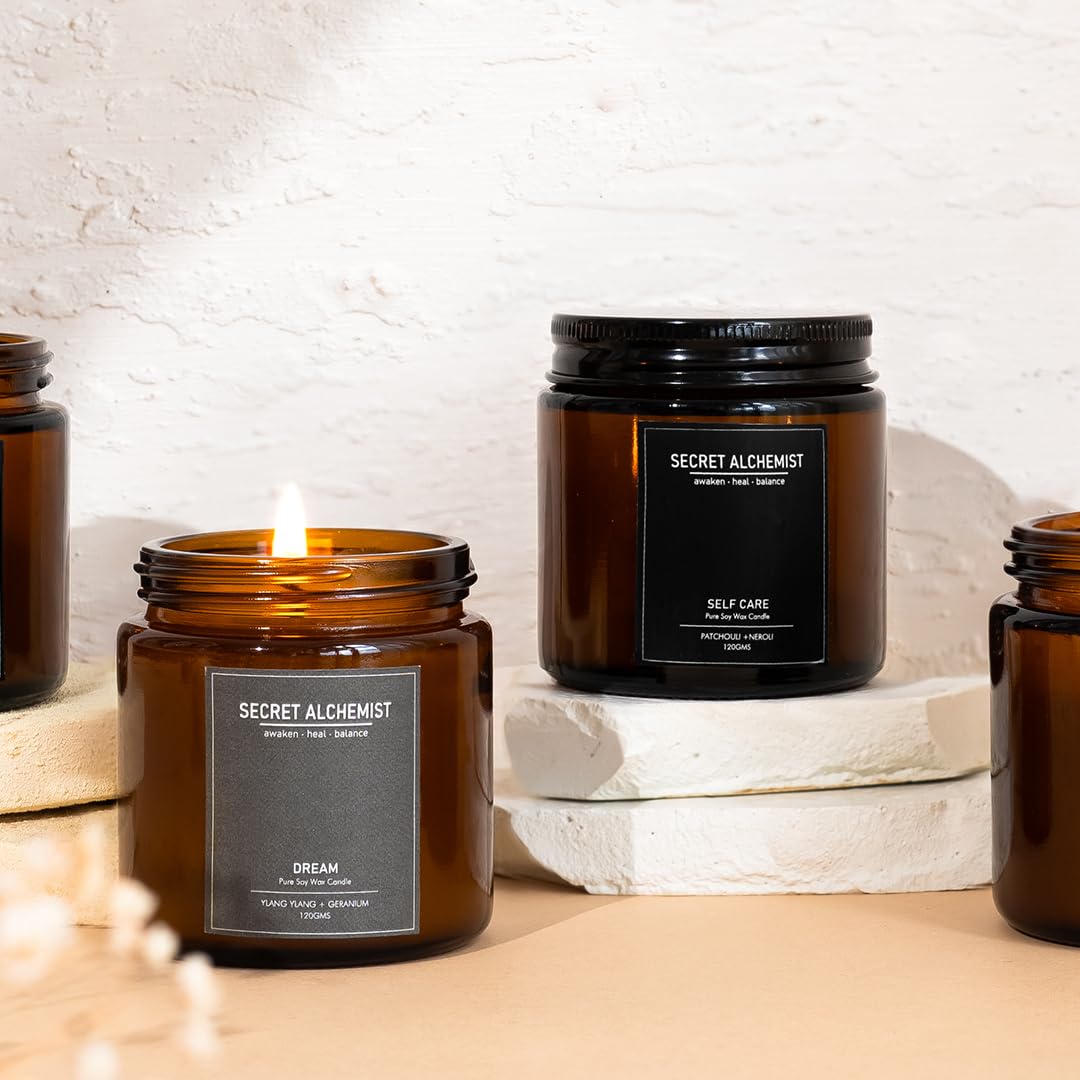 Secret Alchemist Scented Candle Combo | Plant-Based Soy Wax Aromatherapy Candle | 60 Hours Burning | Home Decor, Luxury Gift for All Occasions - Pack of 2