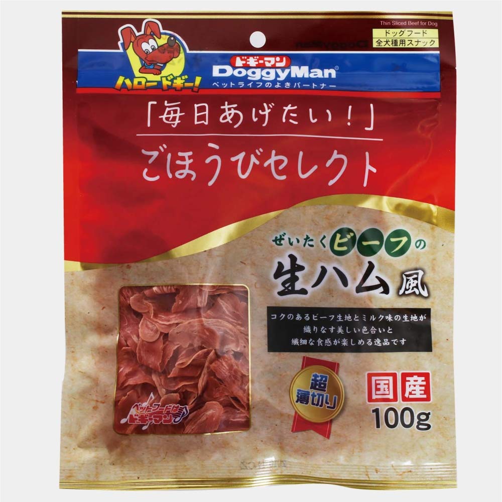 訳あり激安特価♥犬のおやつドギーマン　ぜいたくビーフの生ハム風5袋♥ Amazon | ドギーマン ぜいたくビーフの生ハム風 60g 犬 おやつ 12袋