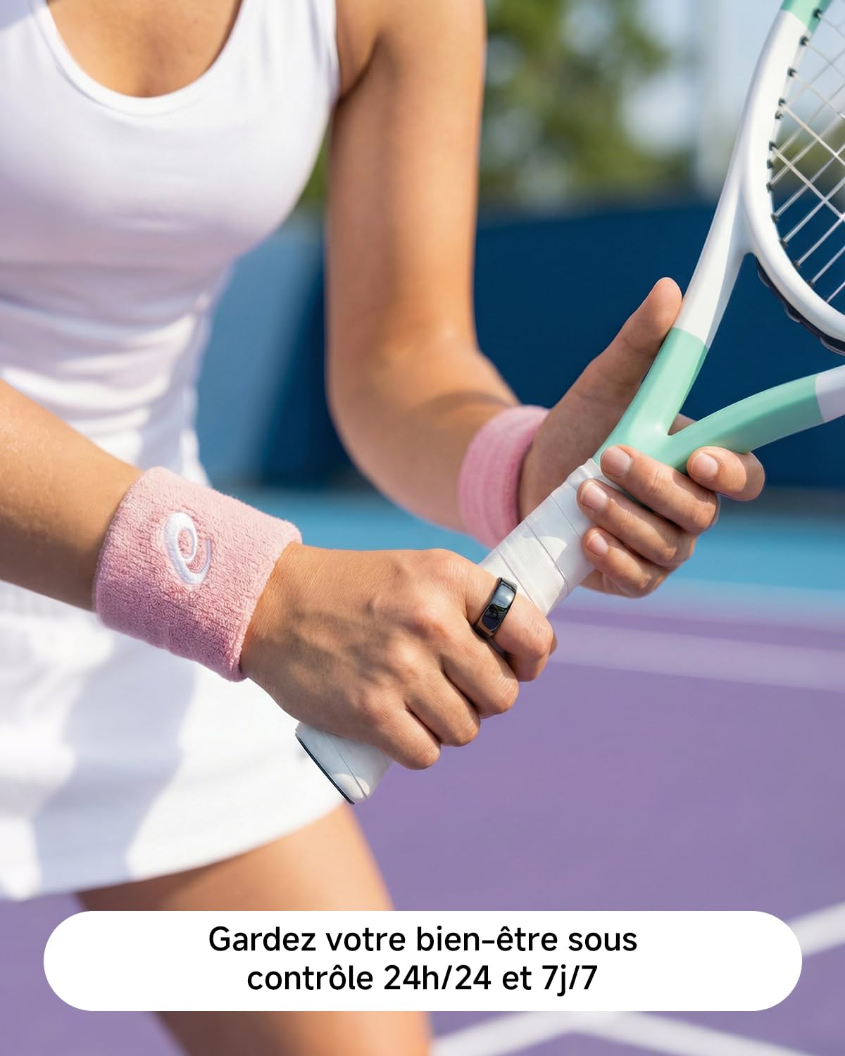 HOU Bague Connectée Homme Femme, Smart Ring sans Abonnement, Anneau de Santé IA avec Suivi du Sommeil, Fréquence Cardiaque, SpO2 & Stress, Étanche 5ATM, iOS/Android (Céramique Noire, Taille US 12)