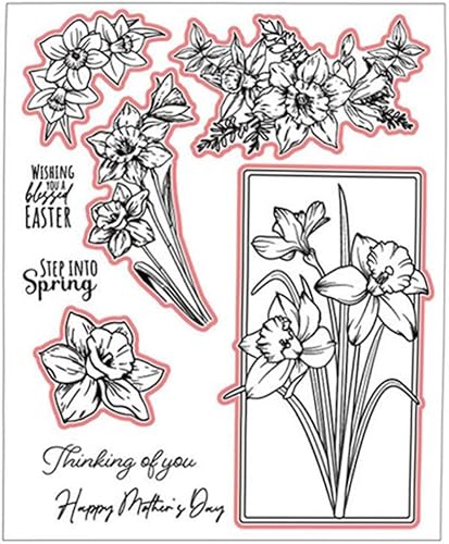 Miniatura 2 de Qoiseys Juego de sellos y troqueles transparentes de flores para hacer tarjetas, plantillas cortadas para álbumes de recortes, álbum de fotos, papel