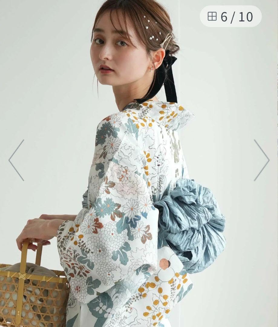 新品未使用　綿麻浴衣　雪花絞り風　白地　青　大人浴衣　夏着物 綿麻浴衣 雪花絞り風 白地 青 大人浴衣 夏着物 浴衣 白地 に 青