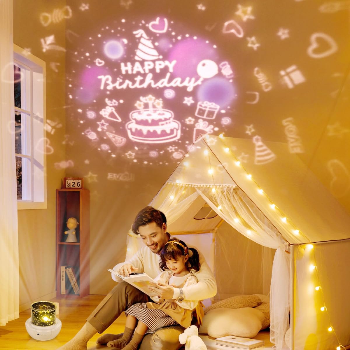 21 Sets Filme, Projektor Nachtlicht für Kinder Schlafzimmer, Decke, Stern-Galaxie-Projektor, Baby-Nachtlicht-Projektor, Lichtprojektor für Kinder Mädchen mit 360° Drehung, Weihnachten, Kinderzimmer