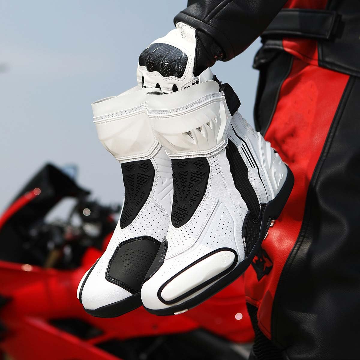 Scarpe da Moto per Uomo e Donna Stivali Motociclisti Protezion Impermeabile con Cerniera Laterale y Suola in Gomma Piena