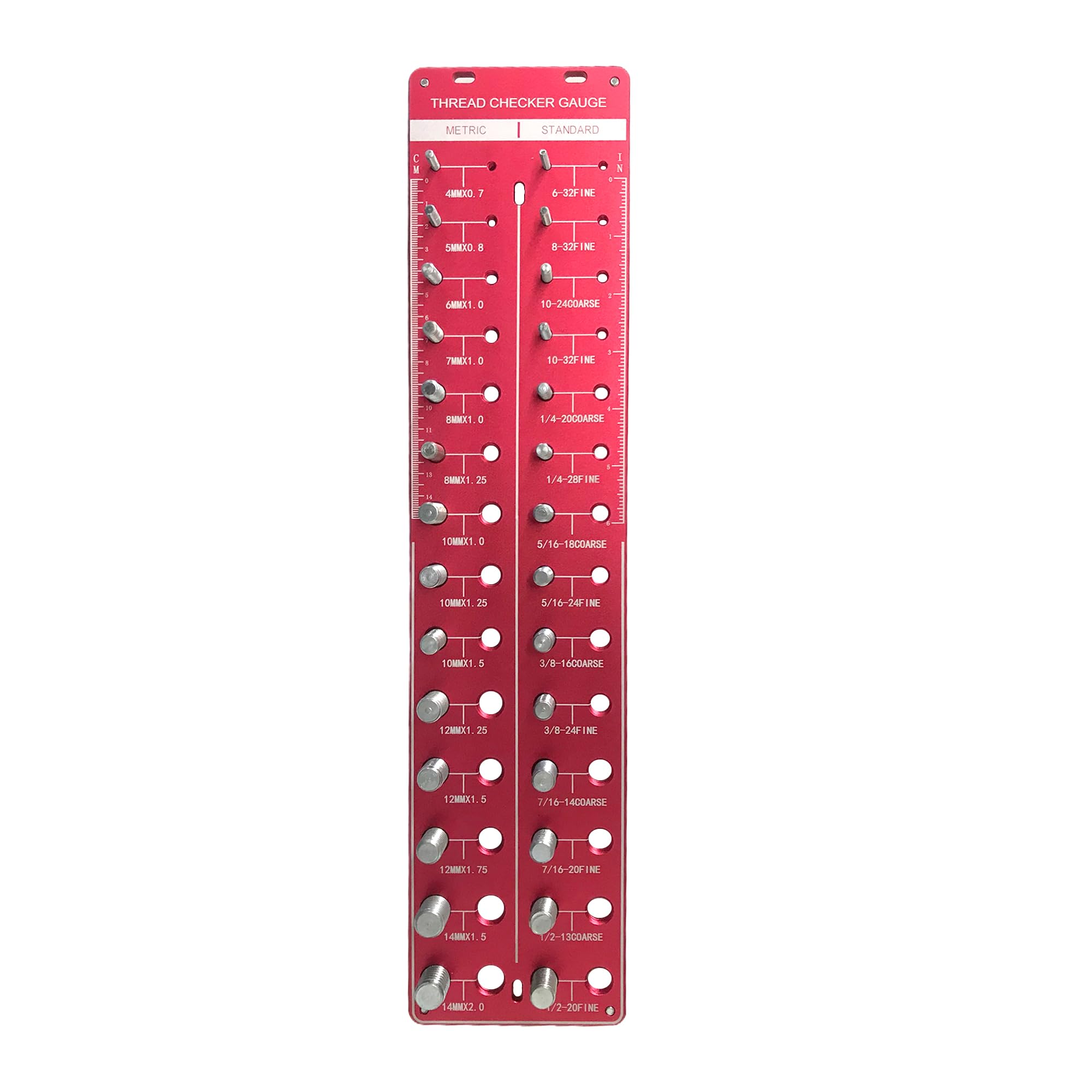 MOCW 28-Size Nut & Bolt Thread Checker Gauge - Metric & Standard Ruler With Inch/CM Scales