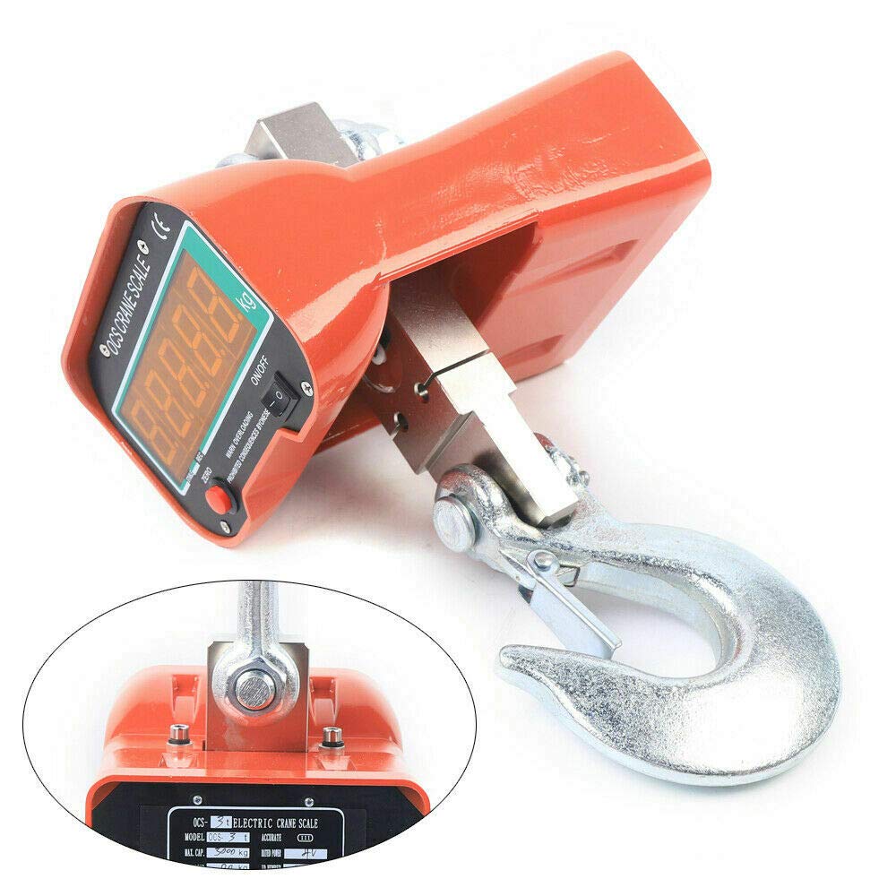 SHZICMY Báscula digital de 3 toneladas para grúa industrial, báscula electrónica colgante con pantalla LCD, báscula de cocina portátil, báscula de equipaje, báscula de maleta, báscula de gancho,