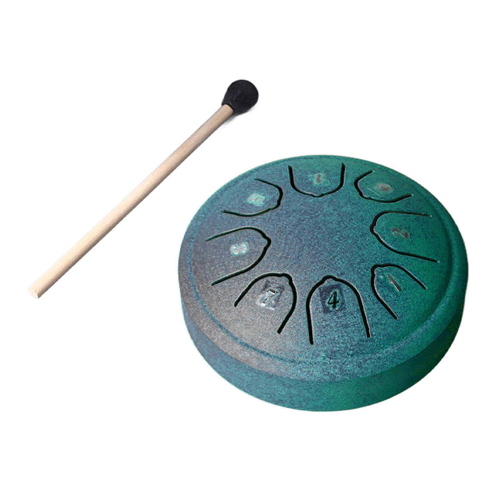 Tamburo per Lingua Mini Tamburo per Lingua in Acciaio Al Carbonio a 8 Toni da 4,5 Pollici per Bambini Adulti (GREEN)