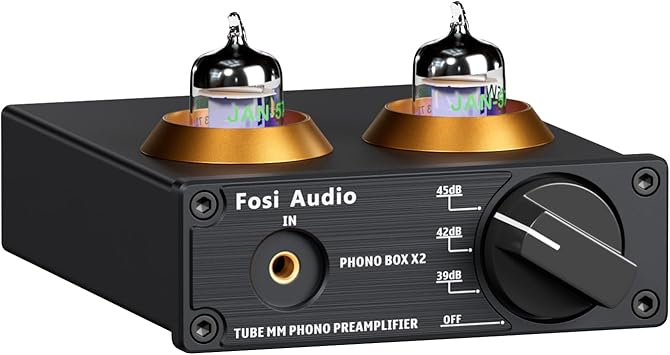 Fosi Audio Box X2 Phono Preamp ، Mini Stereo Audio Hi-Fi Preamplifier with Gain Gear ، Pre-Amplifier for MM Turntable Phonograph and Record Player ، مع DC 12V Power Supply