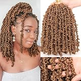 Leeven 12 Inch Butterfly Locs Crochet Hair 6 Packs Blonde Short Bob Crochet Butterfly Locs Braids Ha