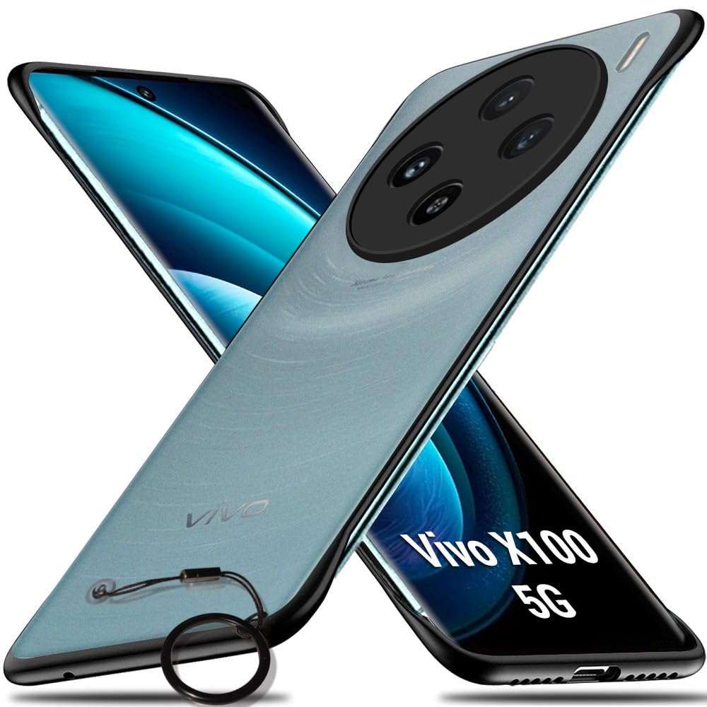 TheGiftKart Hybrid Ultimate Slim Back Case Cover for Vivo X100 5G | Camera & Screen Protection | Frosted Matte Translucent Hard Back Cover for Vivo X100 5G (PC & TPU, Black Bumper) (B0CR6ND8F4) Amazon Price History, Amazon Price Tracker