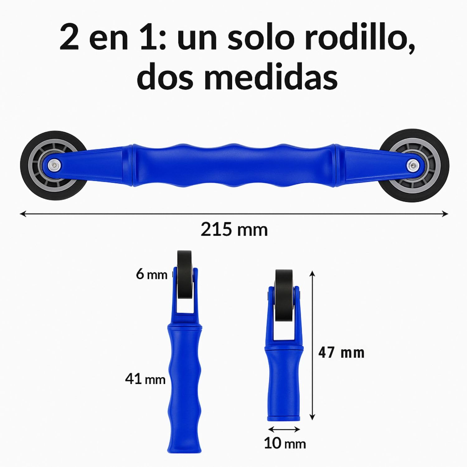 RASMACOR Rullo in gomma 2-in-1 per strisce LED | Strumento di installazione con impugnatura ergonomica | Compatibile con strisce da 6 mm e 10 mm | Teste da 47 mm e 41 mm