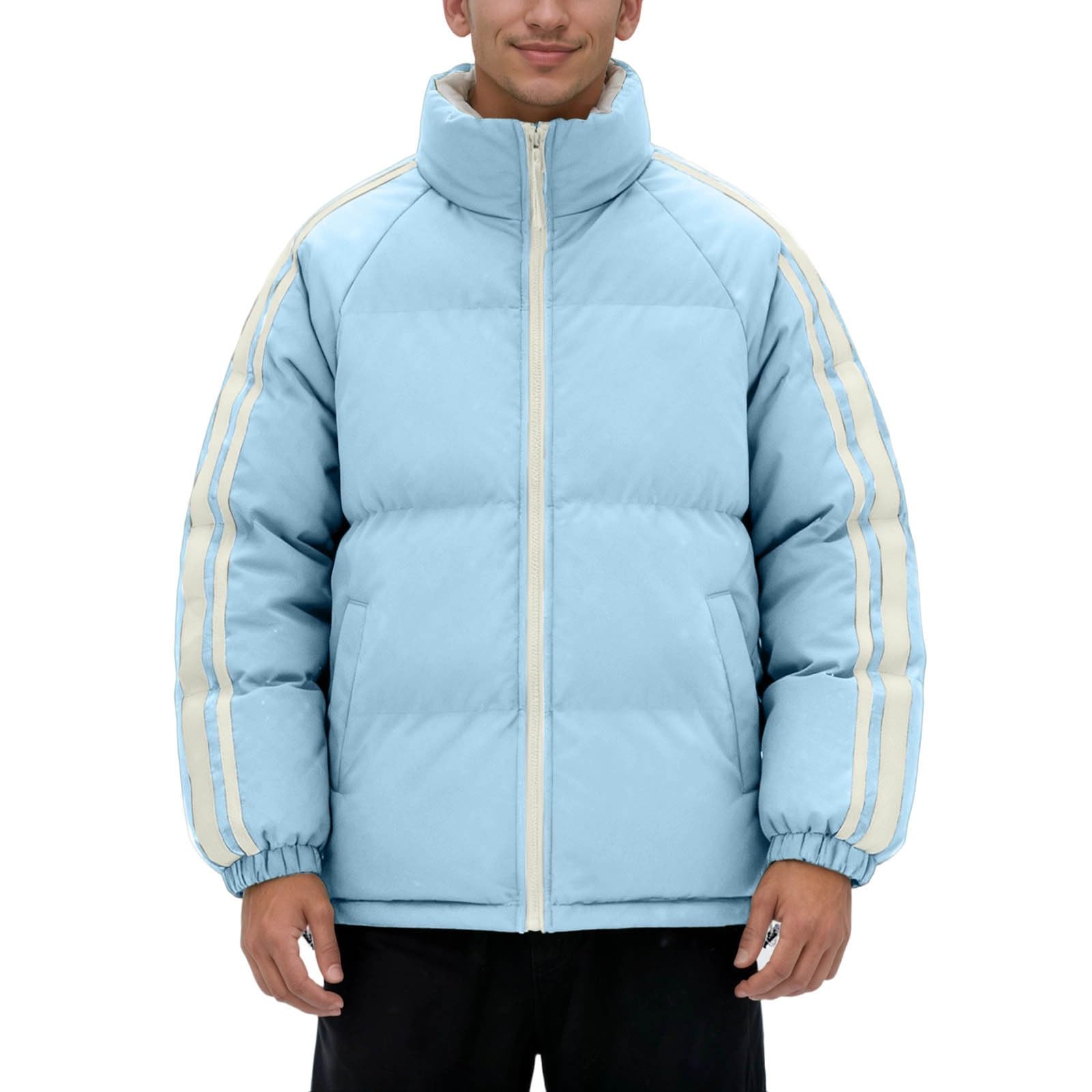Generisch Piumino da uomo in pile con imbottitura spessa e calda giacca invernale spessa, giacca trapuntata invernale, casual, per lo sport, per l'inverno, antivento, per le attività all'aria aperta