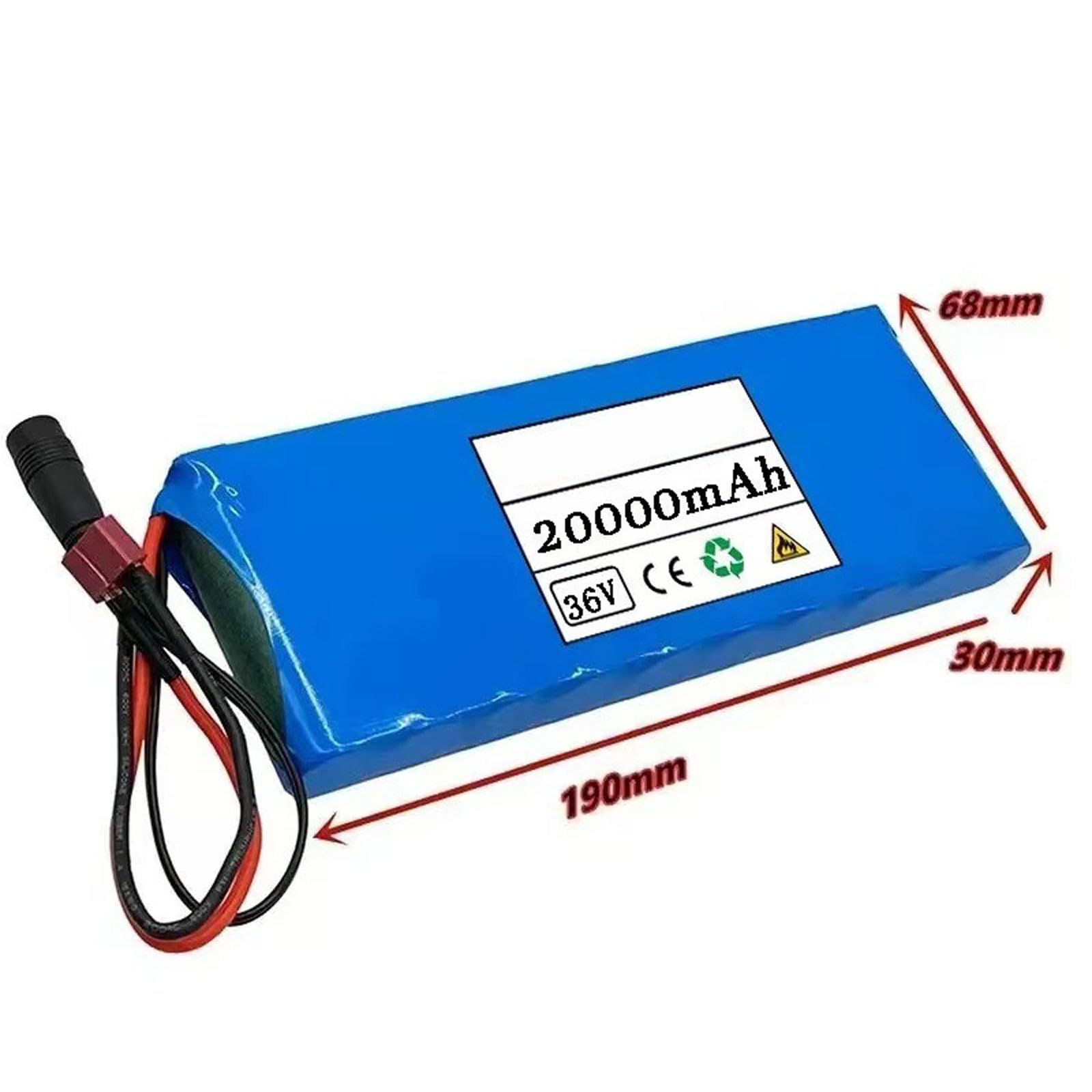36V 20Ah 10S1P Batteries pour vélos électriques Boîtier en PVC étanche Batterie lithium-ion rechargeable Convient aux trottinettes et draisiennes électriques 36V 20Ah,XT60+DC