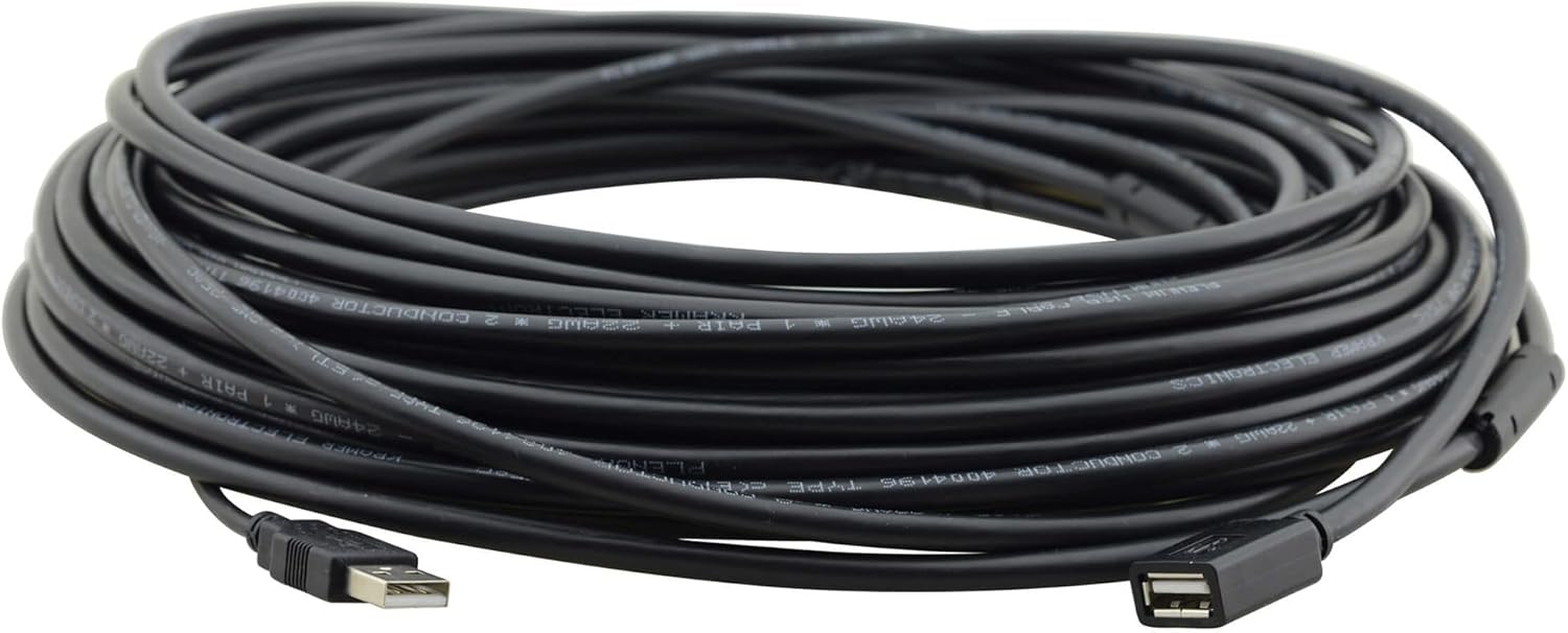 Kramer USB 2.0 Active Extension Cable – USB-A Male to Female, Data Only, 25 ft (CA-UAM/UAF-25)