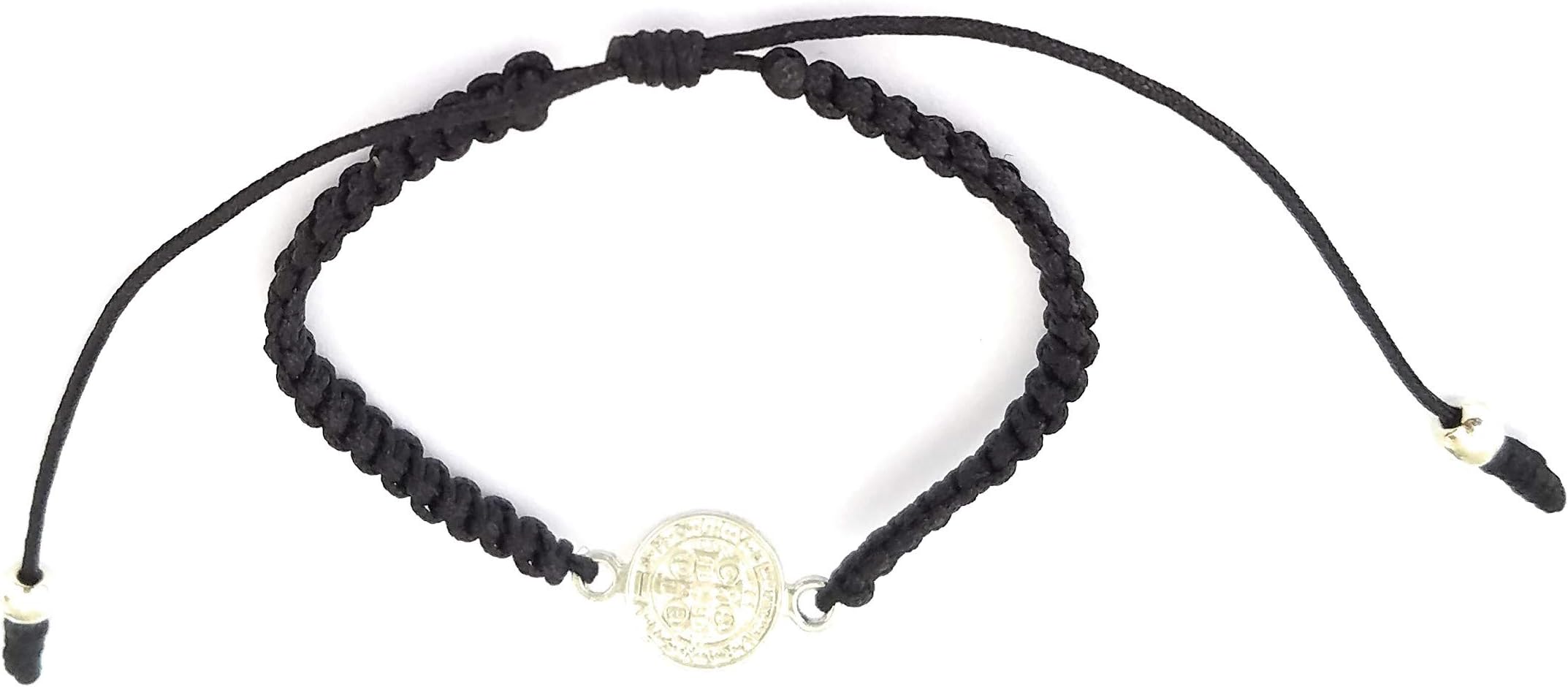 St Benedict Goldtone Medal String Macrame Bracelet, Assorted Colors