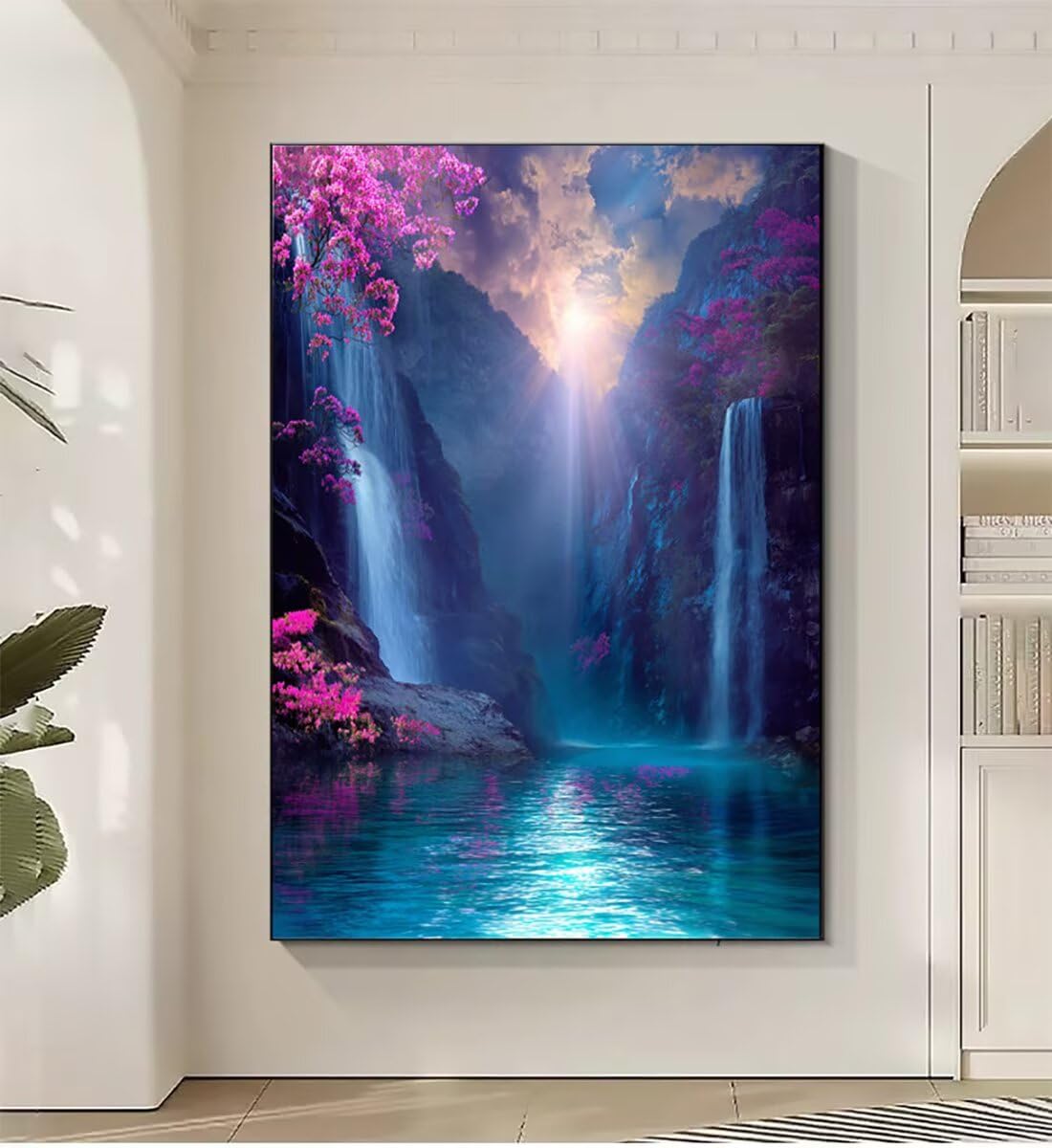 Landschaft Berg Malen Nach Zahlen Erwachsene, Paint by Numbers Adult Anfänger Kreativ Set für, Heimwerk Malen Nach Zahlen Kinder, Pinsel und 36 Acrylfarbe Als, für Deko Wohnzimmer 60 x 80 cm BJHWK754
