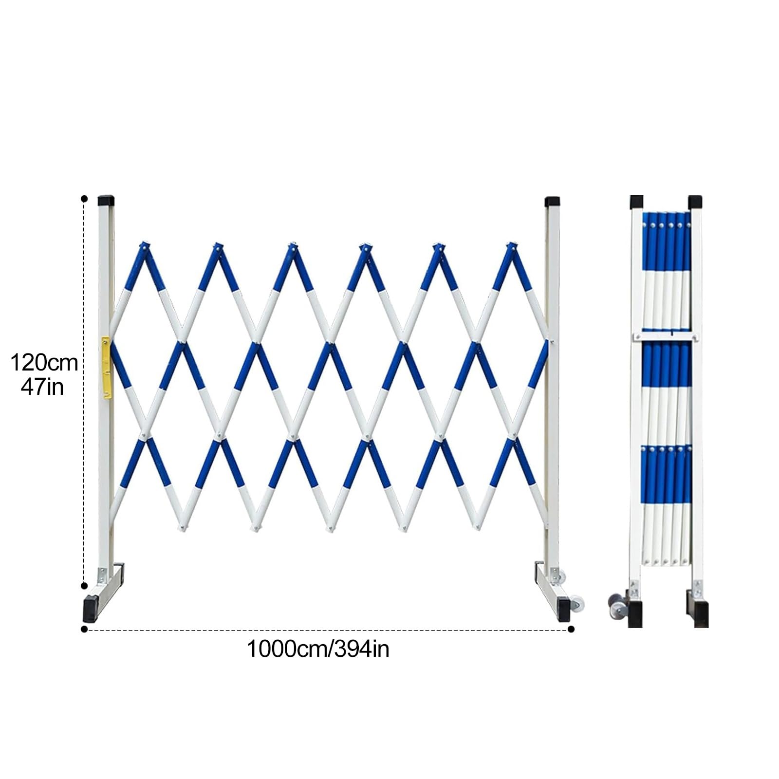Genérico Valla de Seguridad Plegable Extensible - Valla metálica de 1000 cm para Uso Exterior, Cerco portátil retráctil para Control de tráfico y gestión de multitudes, Ideal para Obras de construcci