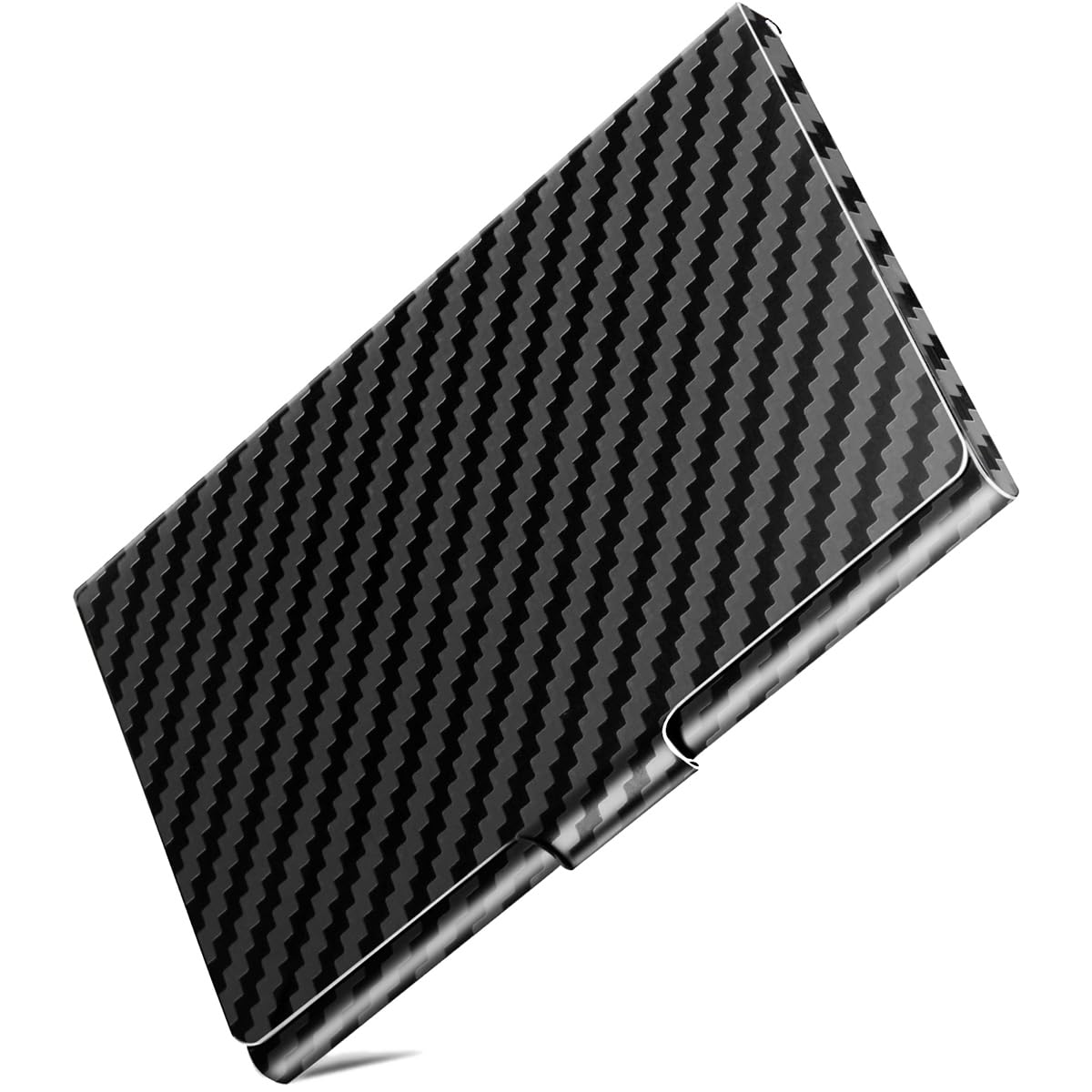 Slim Minimalist Business Card Holder for Men and Women, Premium Metal Business Card Case, Pocket Name Card Holder, Buckle Style, Classy Black