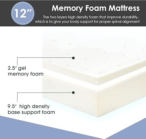 Miniatura 6 de PayLessHere - Colchón de espuma viscoelástica con gel, 5 pulgadas, tamaño king, con certificación CertiPUR-US, sin fibra de vidrio, cama en una