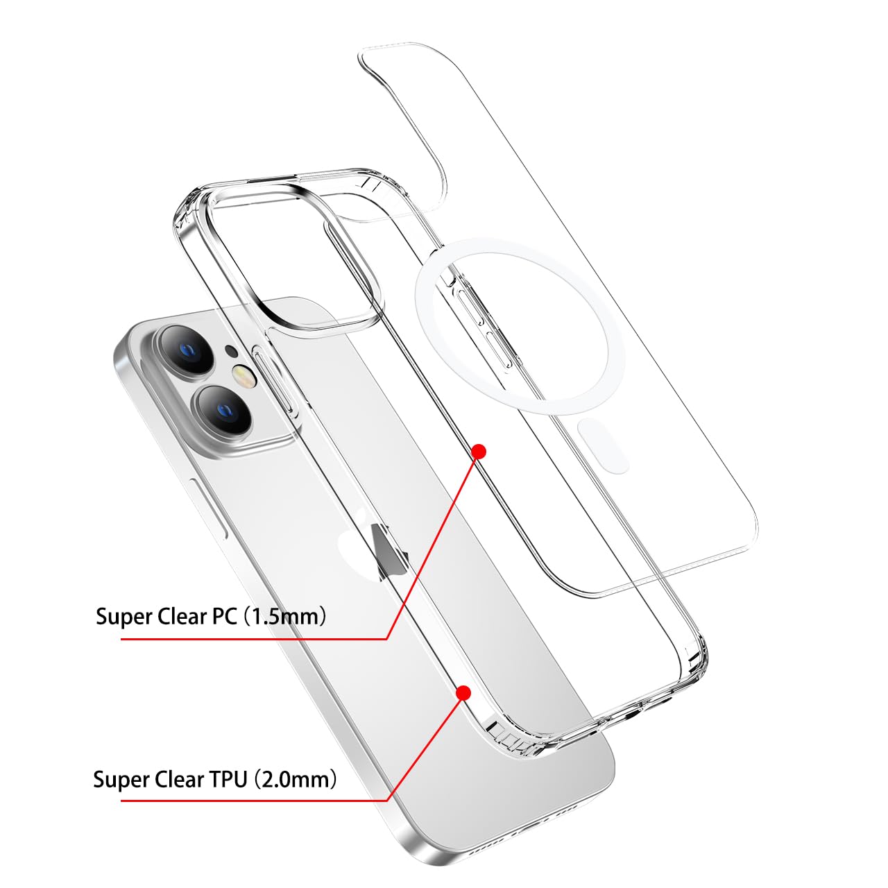 tigratigro Cover Magnetica per iPhone 12/12 Pro, Compatibile con MagSafe Ricarica Wireless, Anti Ingiallimento, Antiurto di Grado Militare, Custodia magnetica, Retro Antigraffio Trasparente