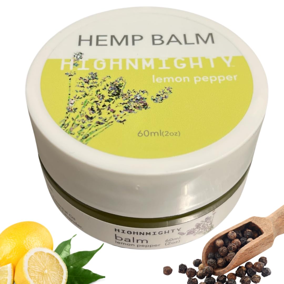 Highnmighty Maximum Strength Lemon Pepper Hemp Balm Salve | Daytime Relief, Relaxing, Natural, Fast-Acting Topical Cream for Muscle Joint Back Knee