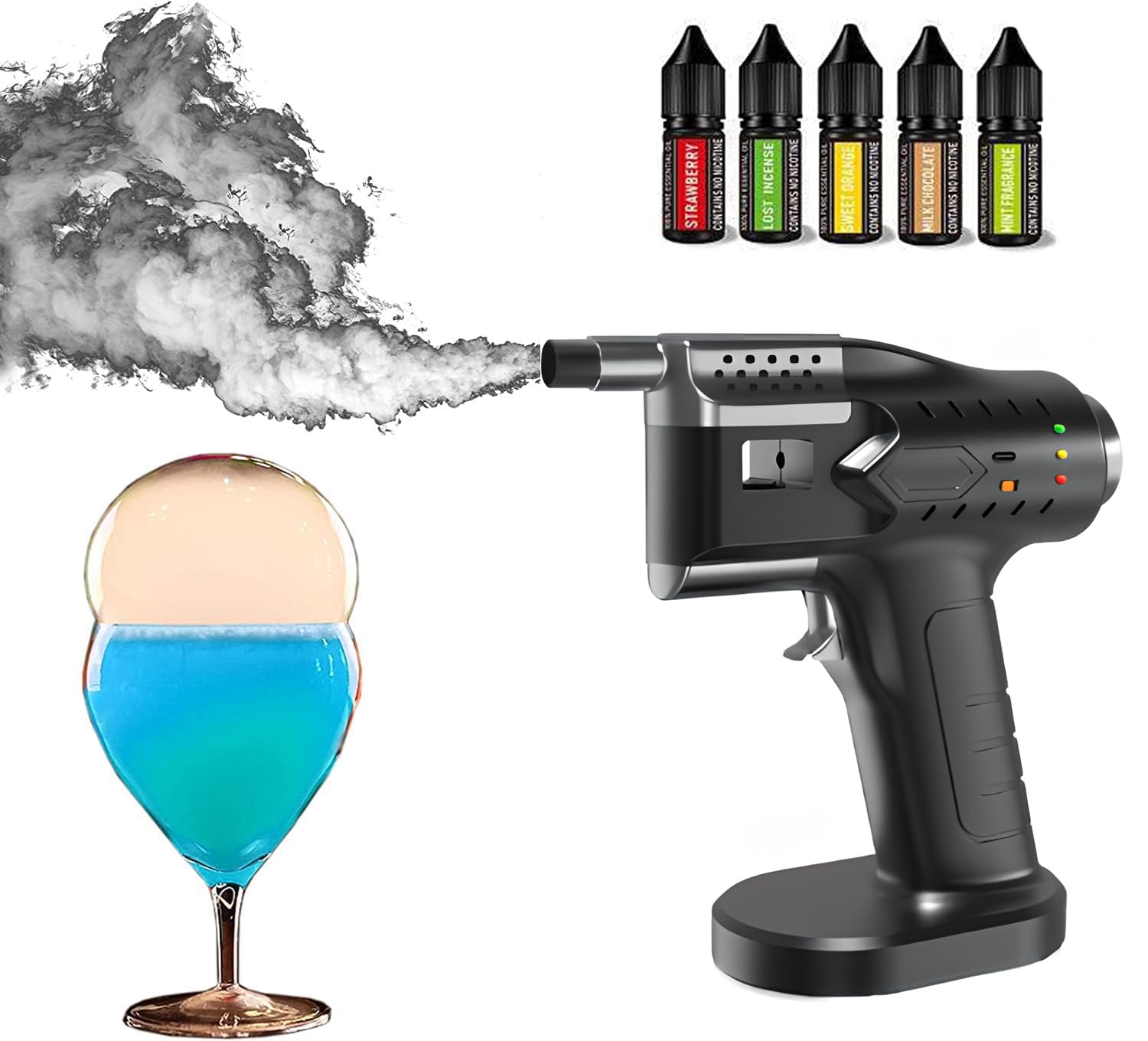 Pistola Infusore di Fumo Alimentata Via USB, Kit Pistola Bolle per Affumicatore di Cocktail, Generatore di Fumo Freddo Elettrico Portatile, Blaster di Aromi, Macchina Affumicatrice