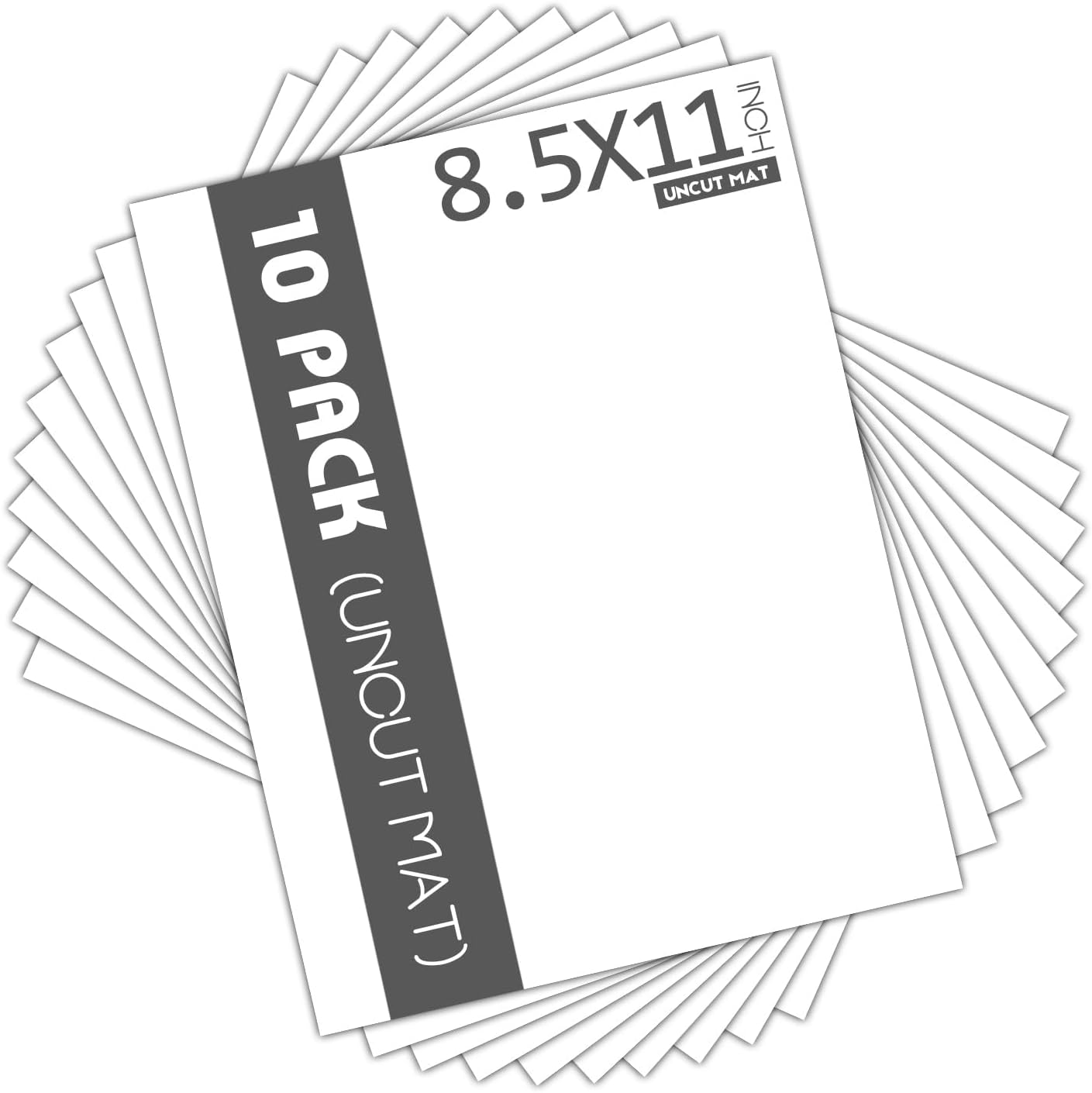 Mat Board Center, Pack of 10 8.5x11 White Uncut Mat Boards, Acid Free, 4-Ply Thickness, White Core, Great for Pictures, Photos, Framing Backing