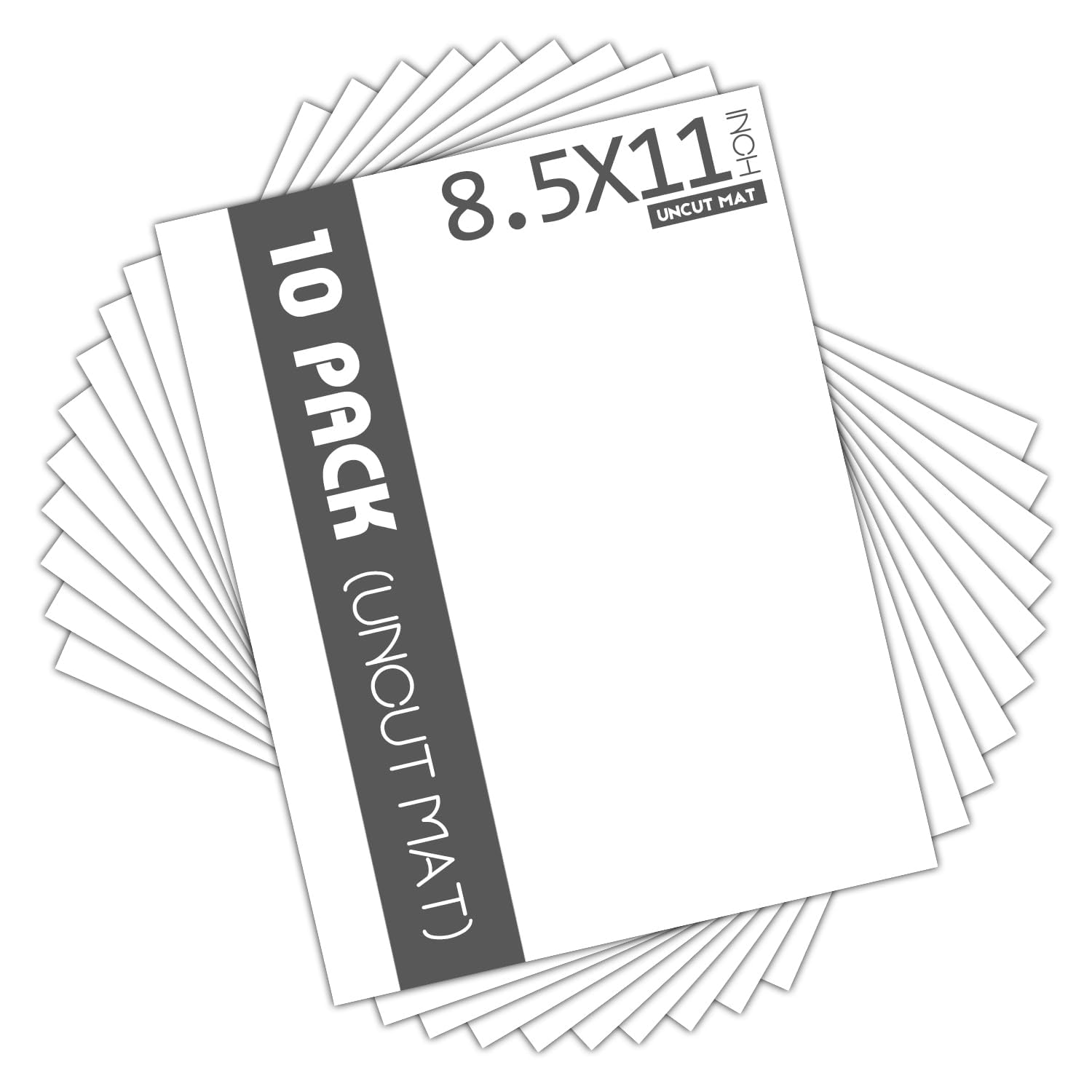 Mat Board Center, Pack of 10 8.5x11 White Uncut Mat Boards, Acid Free, 4-Ply Thickness, White Core, Great for Pictures, Photos, Framing Backing