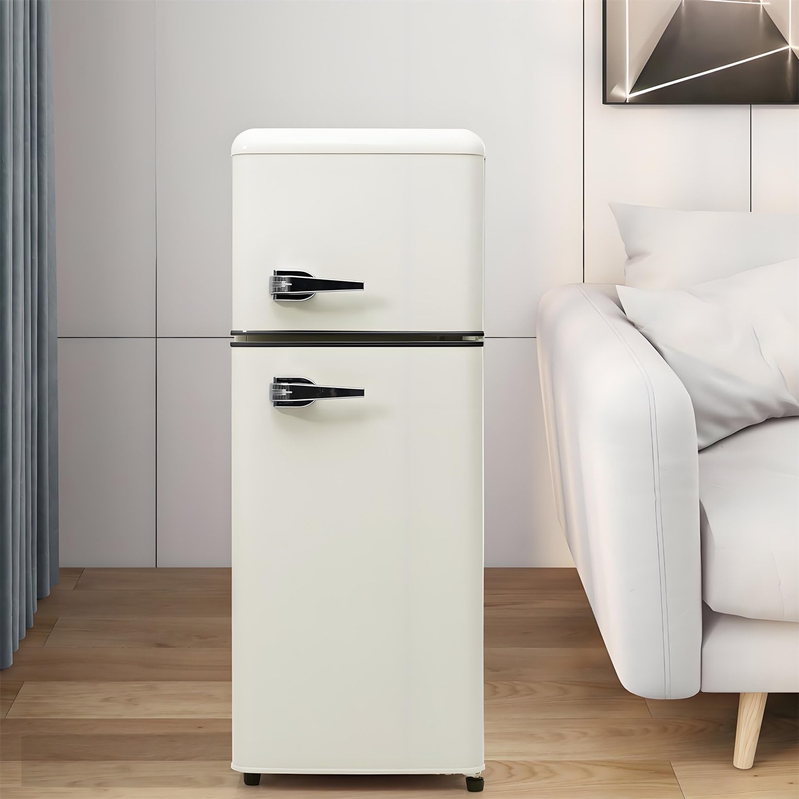 Frigorifero Con Congelatore,Combinazione Frigo-Congelatore,Frigorifero Doppia Porta 92L,Con Congelatore 28L,45Db,LED,Ripiani in Vetro,Cassetto Verdura,Ripiani Nella Porta,116 Kwh/Anno,White