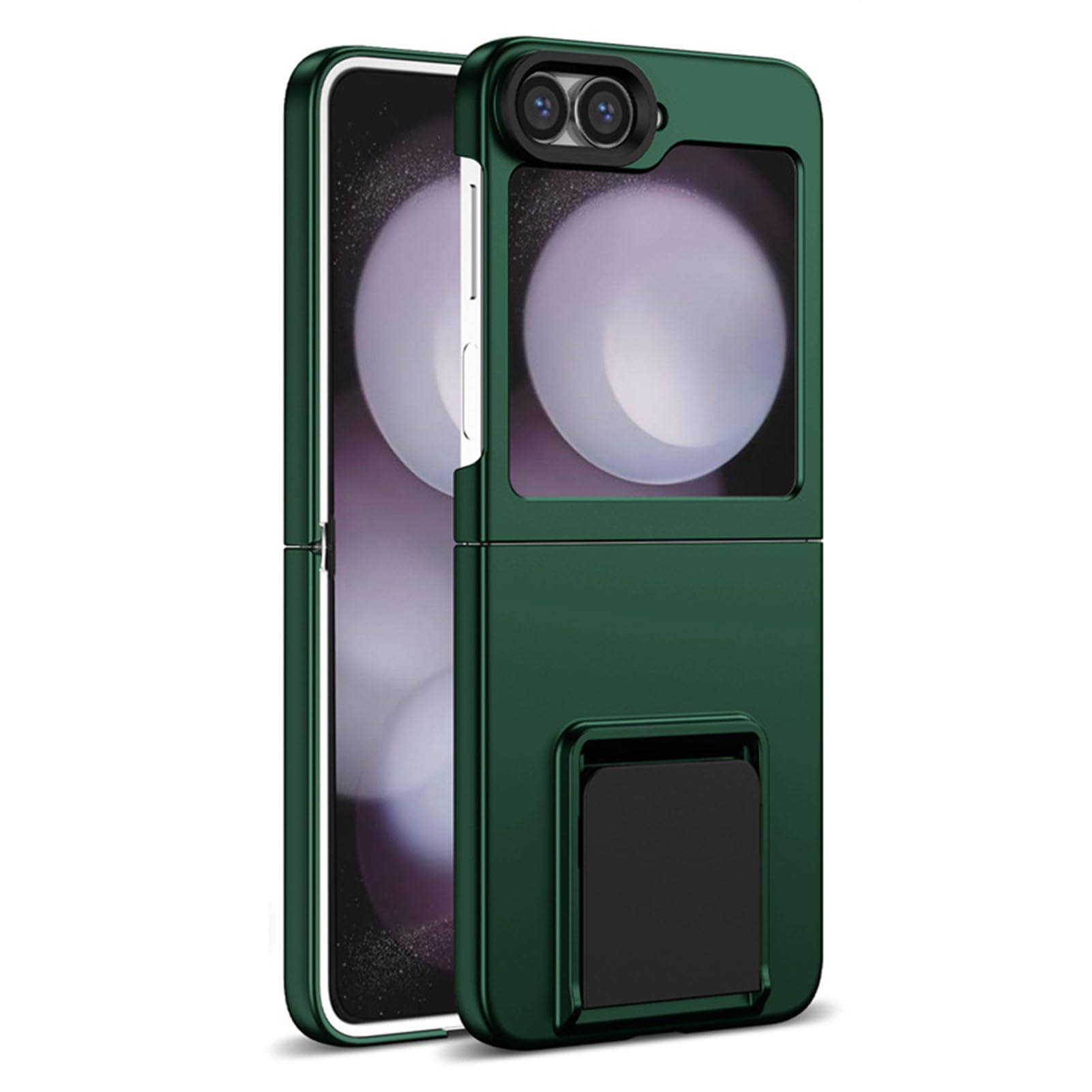LUOTANL Slim Case for Samsung Galaxy Z Flip 8, Hidden Kickstand Frosted Light PC Shock Protection Cover,Green,Flip 8