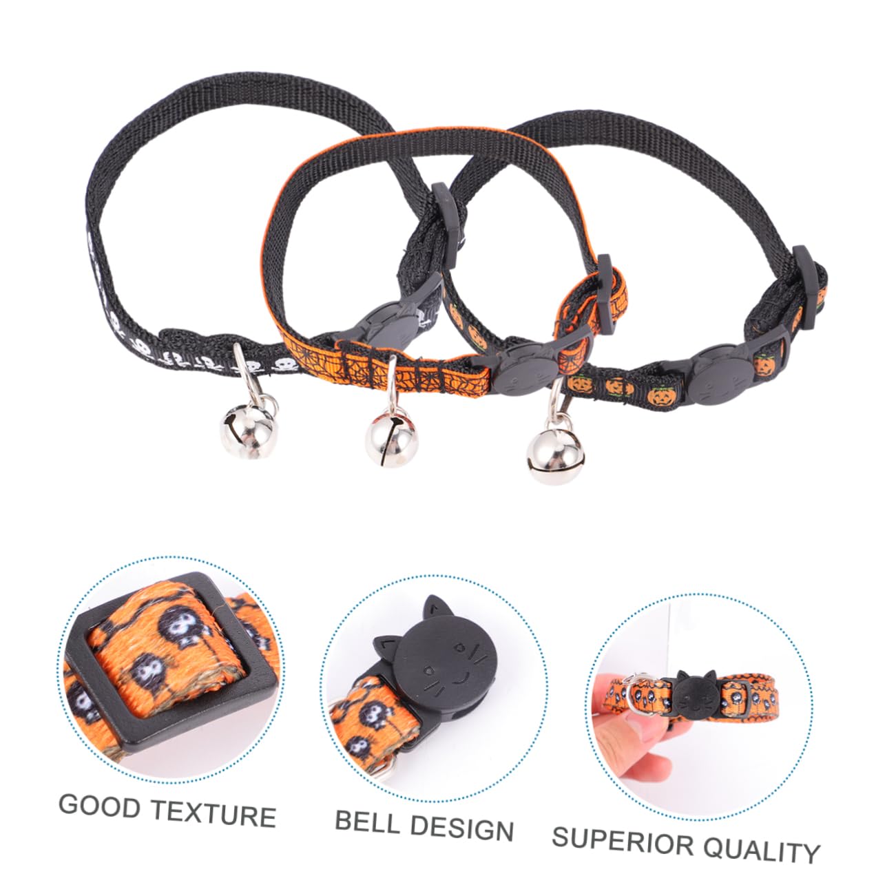 SUPVOX 9pezzi Collari Per Gatti Con Campanellino Regolabile Per Halloween Zucca Teschio Ragnatela Collare Alla Moda Per Festività e Feste Di Animali Domestici